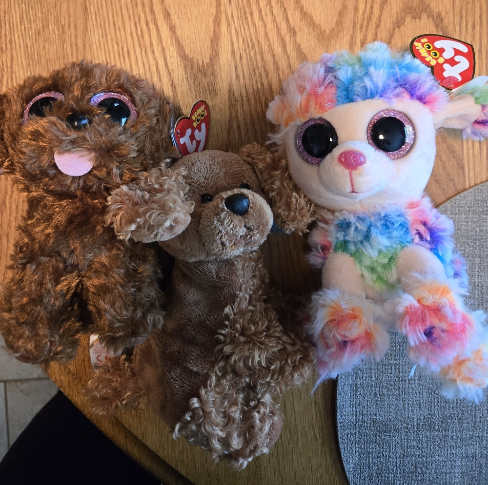 Ty Beanie Babies Plush Trio - Brown and Multicolor